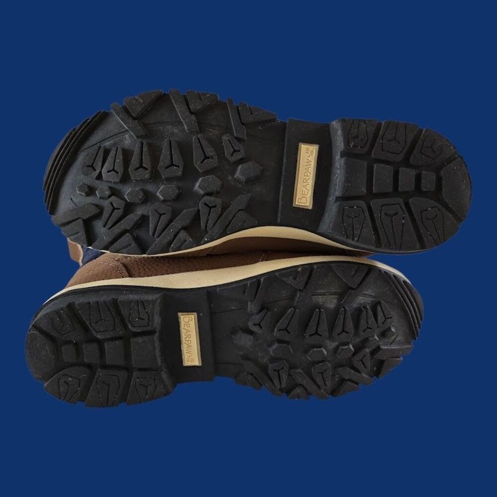 Ladies 7 Bearpaw Marina Snow Boots Waterproof Quilted Navy BRN Leather Faux Fur - Picture 11 of 13